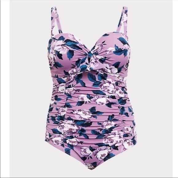 Torrid Underwire Ruched Tie-Front One Piece Swimsui